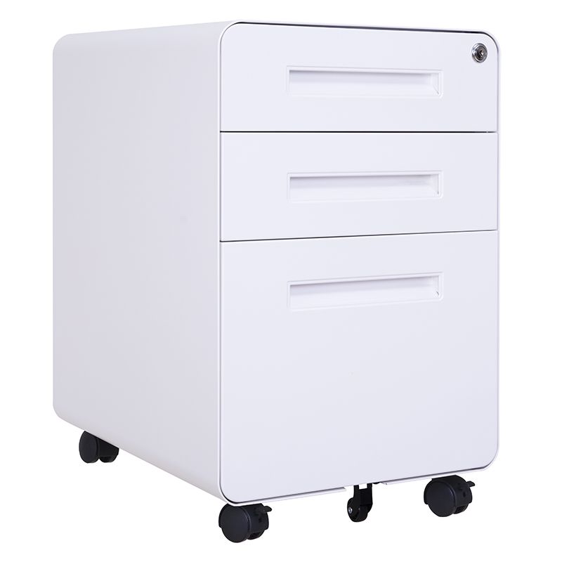 圓弧白麵板白扣手活動櫃